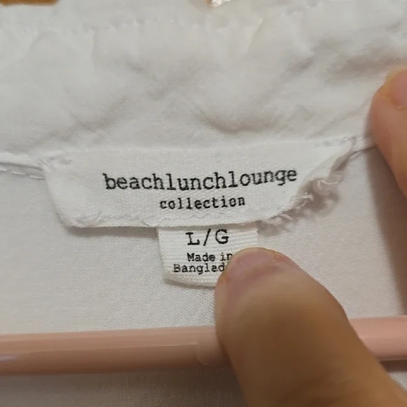 Beach lunch lounge White Long Sleeve Button Down Shirt L - Picture 2 of 3